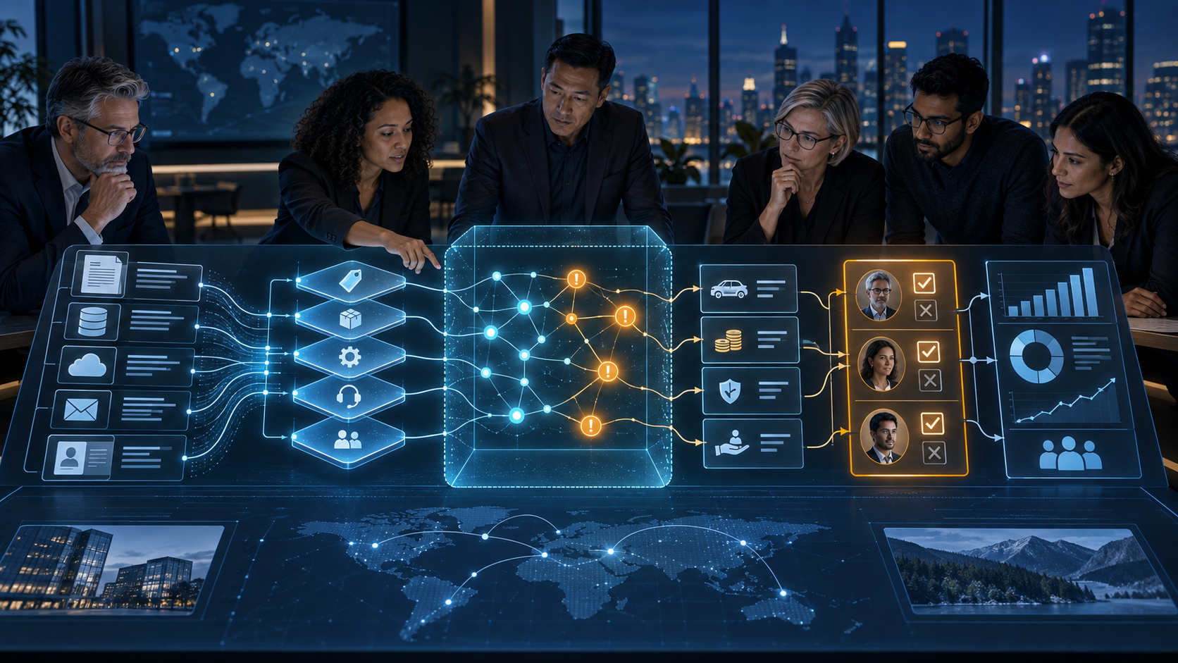 People compare offers and exceptions with AI assistance while keeping customer commitments and approval decisions visible.